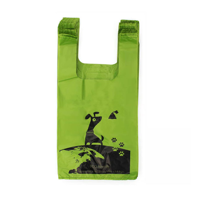 Eco friendly compostable dog poop bags with handle biodegradable
