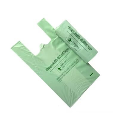 Factory direct eco-friendly biodegradable plastic t-shirt shopping bags for supermarket and grocery packaging