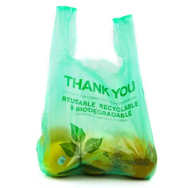 Factory direct eco-friendly biodegradable plastic t-shirt shopping bags for supermarket and grocery packaging