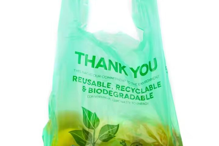 Factory direct eco-friendly biodegradable plastic t-shirt shopping bags for supermarket and grocery packaging