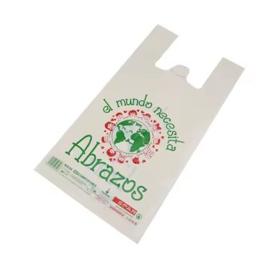 Factory direct eco-friendly biodegradable plastic t-shirt shopping bags for supermarket and grocery packaging