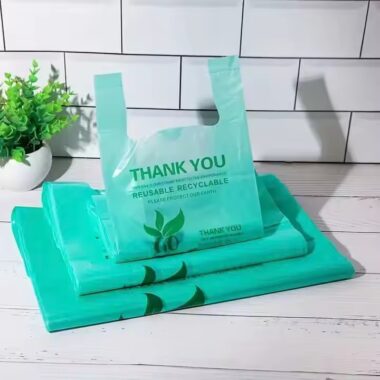 Eco-friendly biodegradable t-shirt plastic bags for grocery and retail use