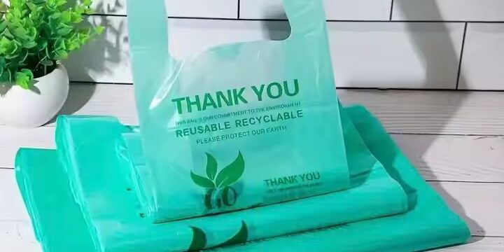Eco-friendly biodegradable t-shirt plastic bags for grocery and retail use