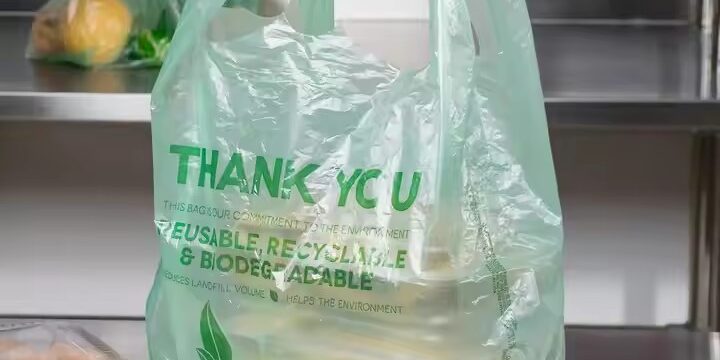 Eco-friendly biodegradable t-shirt plastic bags for grocery and retail use