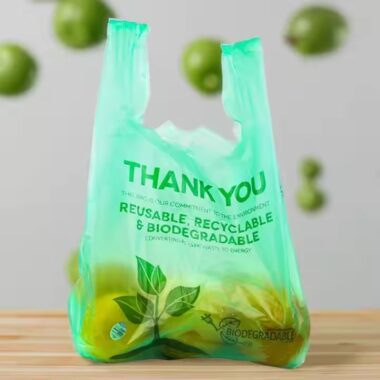 Eco-friendly biodegradable t-shirt plastic bags for grocery and retail use
