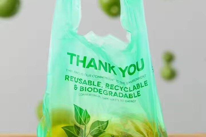 Biodegradable T-Shirt Plastic Bags – Direct Factory Supply (4) Eco-friendly biodegradable t-shirt plastic bags for grocery and retail use