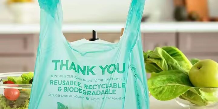 Eco-friendly biodegradable t-shirt plastic bags for grocery and retail use