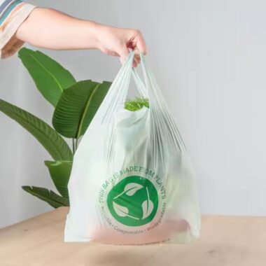 Biodegradable plastic shopping bag for vegetables and supermarkets