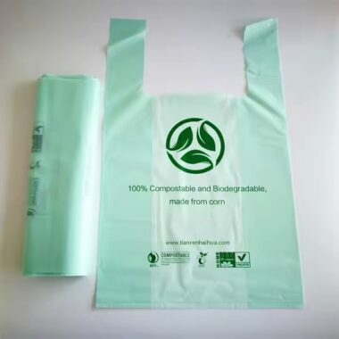 Biodegradable plastic shopping bag for vegetables and supermarkets