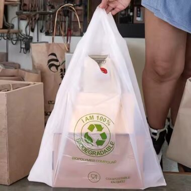 Biodegradable t-shirt plastic bag with eco-friendly materials