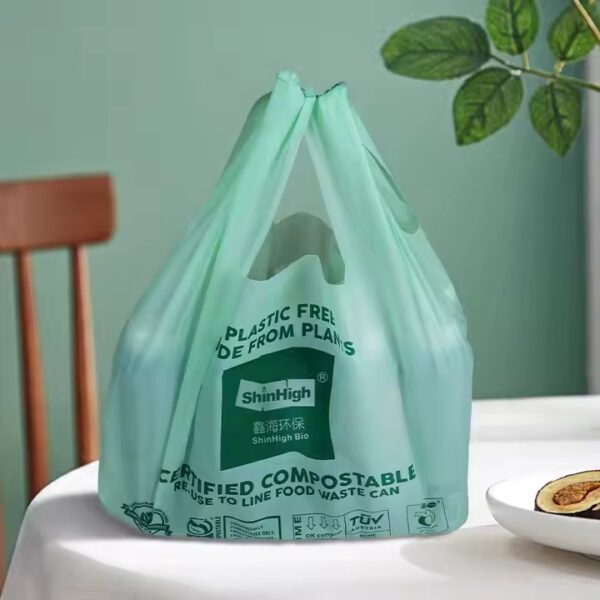 Biodegradable t-shirt plastic bag with eco-friendly materials