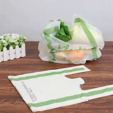 Biodegradable t-shirt plastic bag with eco-friendly materials