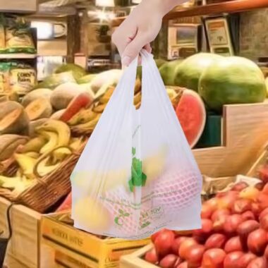 Biodegradable t-shirt plastic bag with eco-friendly materials