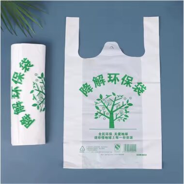 Eco-friendly biodegradable plastic bags with custom printed logos for retail and packaging