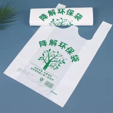 Eco-friendly biodegradable plastic bags with custom printed logos for retail and packaging