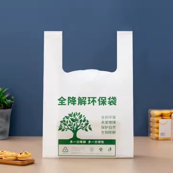 Eco-friendly biodegradable plastic bags with custom printed logos for retail and packaging
