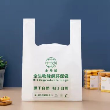 Eco-friendly biodegradable plastic bags with custom printed logos for retail and packaging