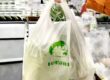 Custom printed biodegradable bio plastic shopping bags for grocery and retail use