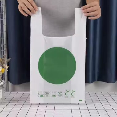 Custom printed biodegradable bio plastic shopping bags for grocery and retail use