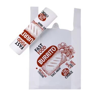 Biodegradable bio plastic bags for grocery and supermarket packaging with custom branding