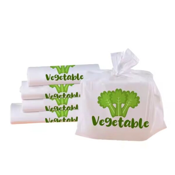 Biodegradable bio plastic bags for grocery and supermarket packaging with custom branding