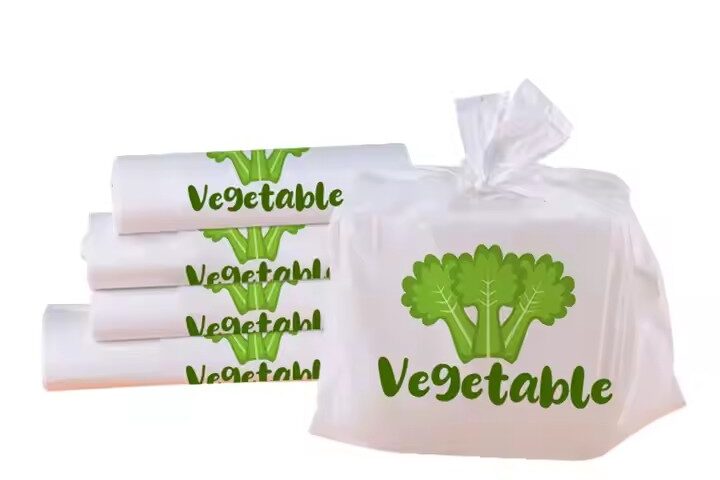 Biodegradable bio plastic bags for grocery and supermarket packaging with custom branding