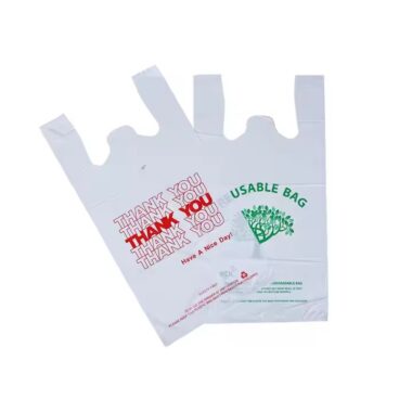 Biodegradable bio plastic bags for grocery and supermarket packaging with custom branding