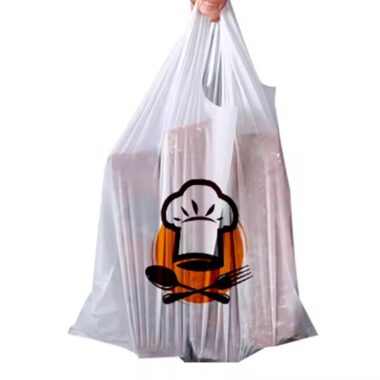 Biodegradable bio plastic bags for grocery and supermarket packaging with custom branding