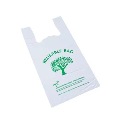 Biodegradable bio plastic bags for grocery and supermarket packaging with custom branding