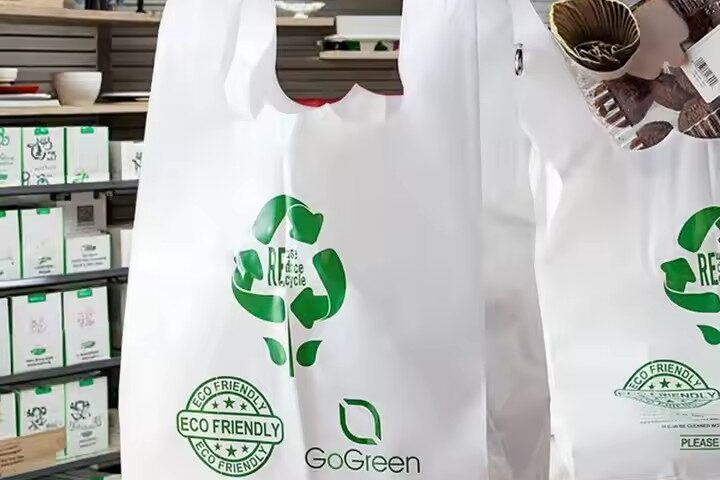 Eco-friendly custom logo biodegradable plastic shopping bag (3) Custom printed 100% biodegradable plastic bag for retail and grocery