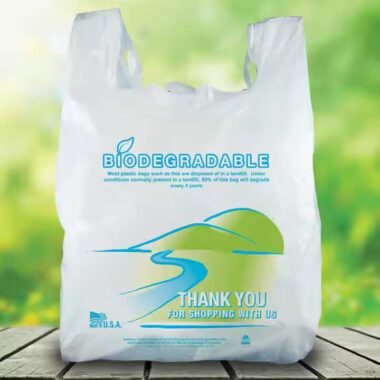 Custom biodegradable plastic shopping bags made from 100% compostable material