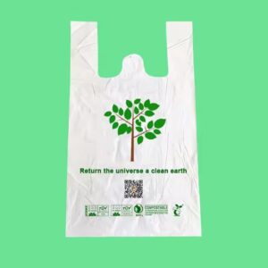 Eco-friendly biodegradable t-shirt vest shopping bags customized for grocery stores