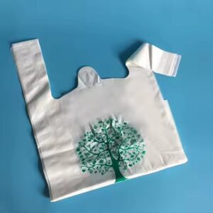 Eco-friendly biodegradable t-shirt vest shopping bags customized for grocery stores