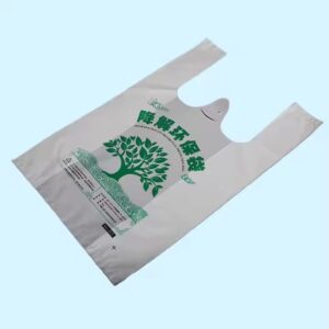 Eco-friendly biodegradable t-shirt vest shopping bags customized for grocery stores