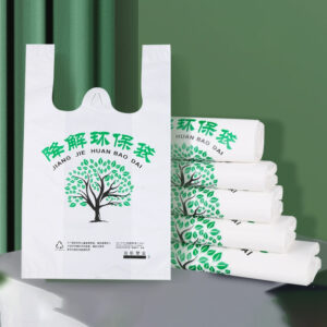 Eco-friendly biodegradable t-shirt vest shopping bags customized for grocery stores