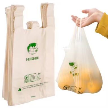Reusable biodegradable plastic bag made from eco-friendly materials