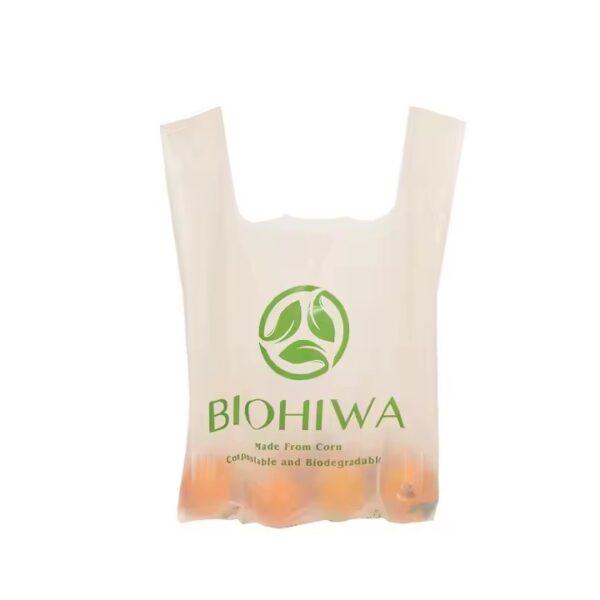 Biodegradable t-shirt bag for grocery use